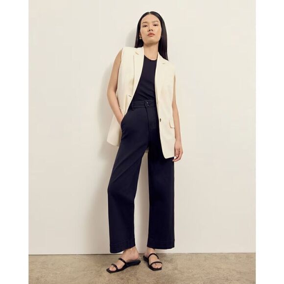 Everlane The Organic Wide-Leg Pant Black Size 2 NWT - Picture 1 of 14